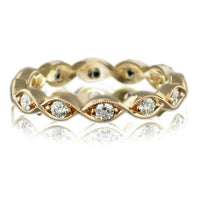 14K Rose Gold Bead Eternity Diamond Band
