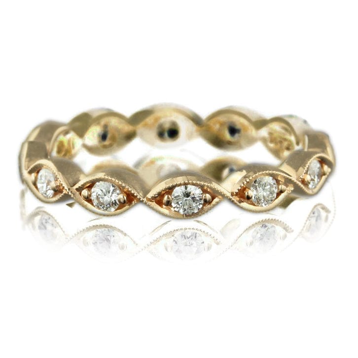 14K Rose Gold Bead Eternity Diamond Band
