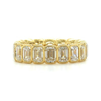 18K Yellow Gold Emerald Diamond Eternity Band, 18k yellow gold, Long's Jewelers