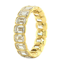 18K Yellow Gold Emerald Diamond Eternity Band, 18k yellow gold, Long's Jewelers