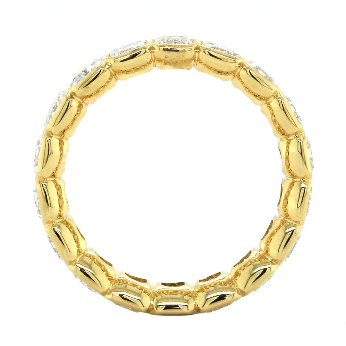 18K Yellow Gold Emerald Diamond Eternity Band, 18k yellow gold, Long's Jewelers