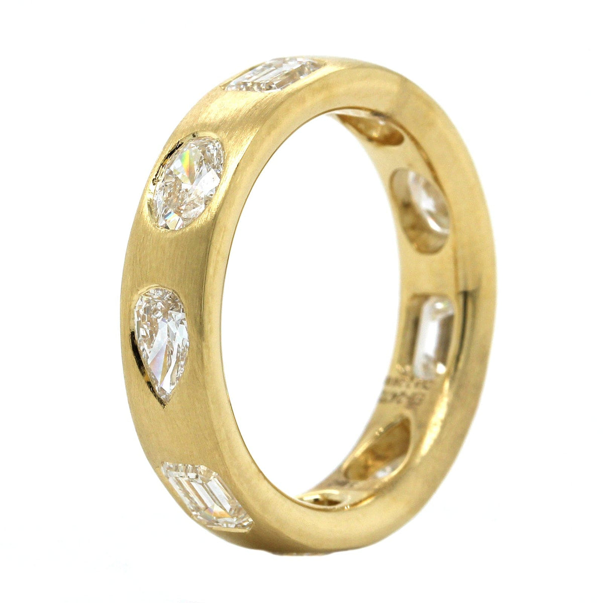 18K Yellow Gold Diamond Burnish Set Eternity Band