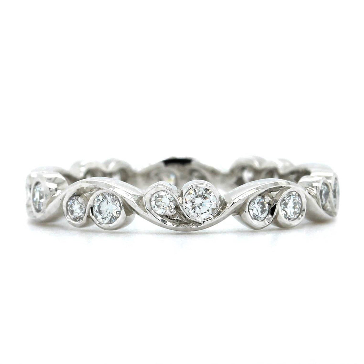 Platinum Diamond Bezel Set Twist Band, Platinum, Long's Jewelers