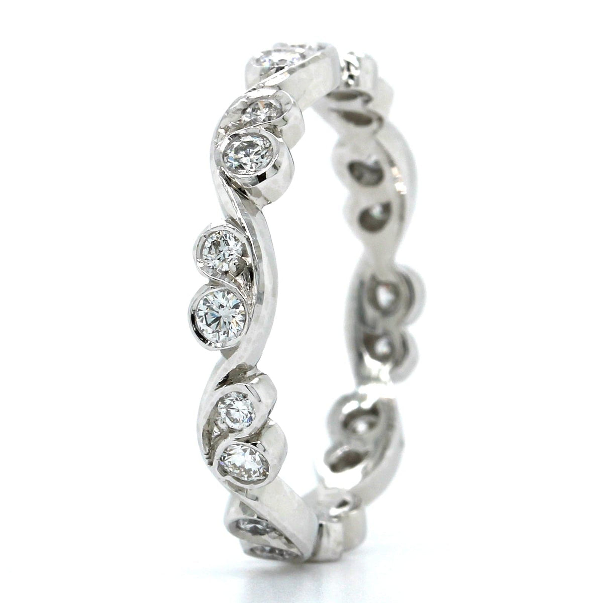 Platinum Diamond Bezel Set Twist Band, Platinum, Long's Jewelers