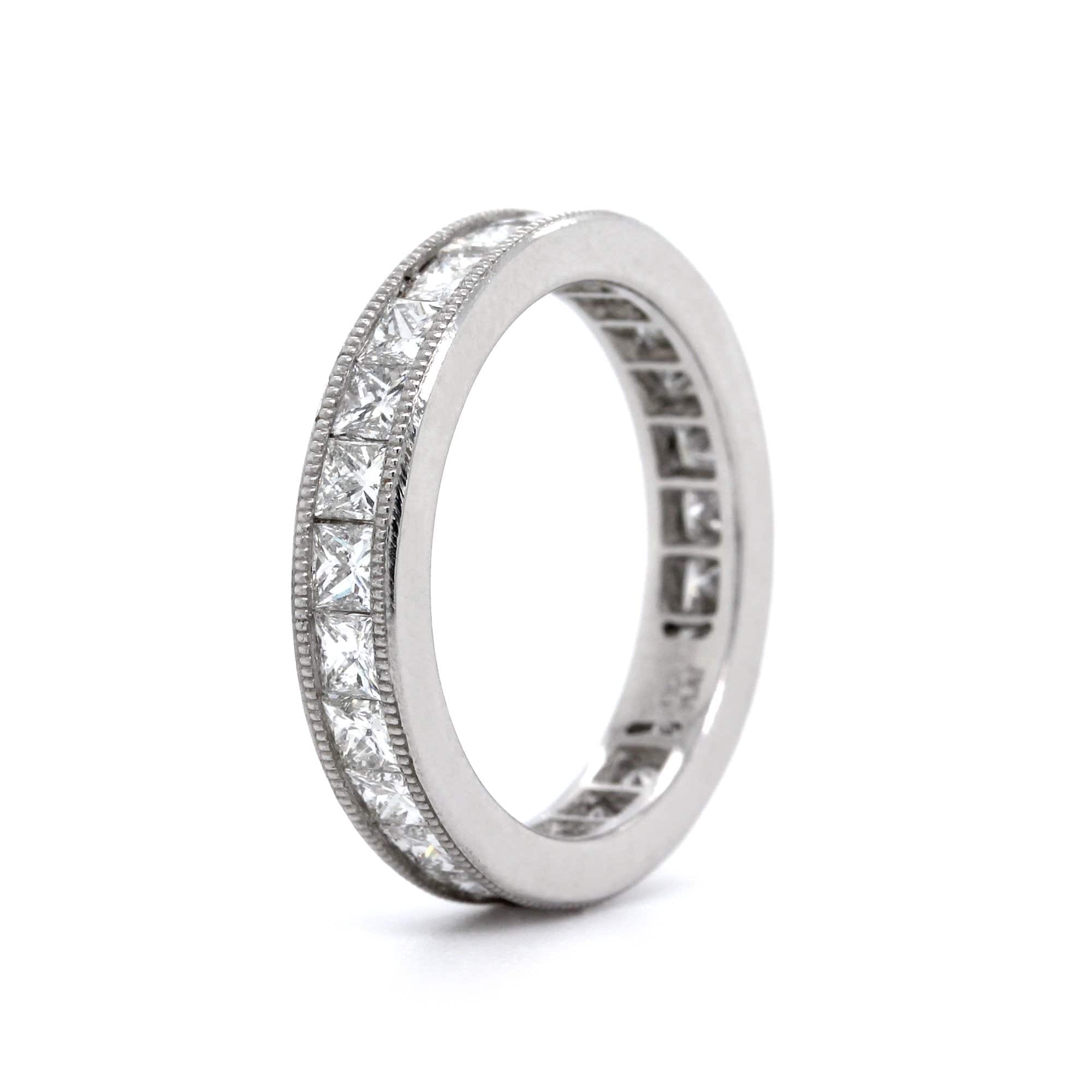 Platinum Milgrain Channel Set Diamond Band