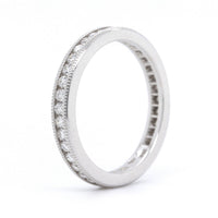 18K White Gold Milgrain Channel Set Diamond Band