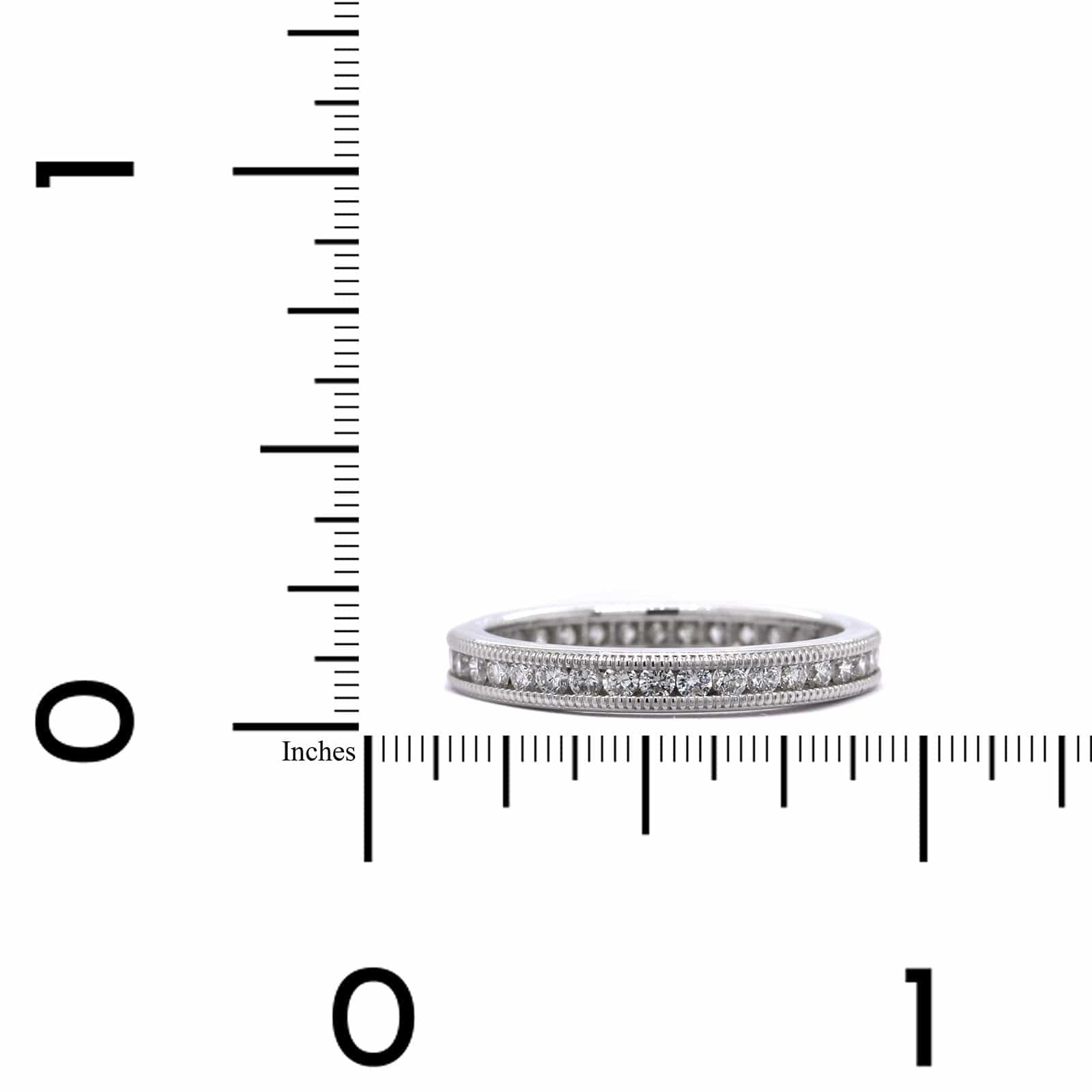 18K White Gold Milgrain Channel Set Diamond Band