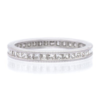 18K White Gold Princess Cut Channel Set Diamond Eternity Band