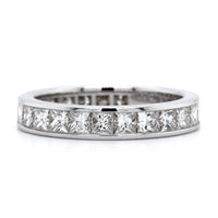 18K White Gold Channel Set Princess Cut Diamond Eternity Band