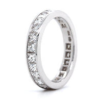 18K White Gold Channel Set Princess Cut Diamond Eternity Band