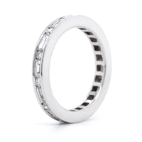 18K White Gold Channel Round and Baguette Diamond Eternity Band