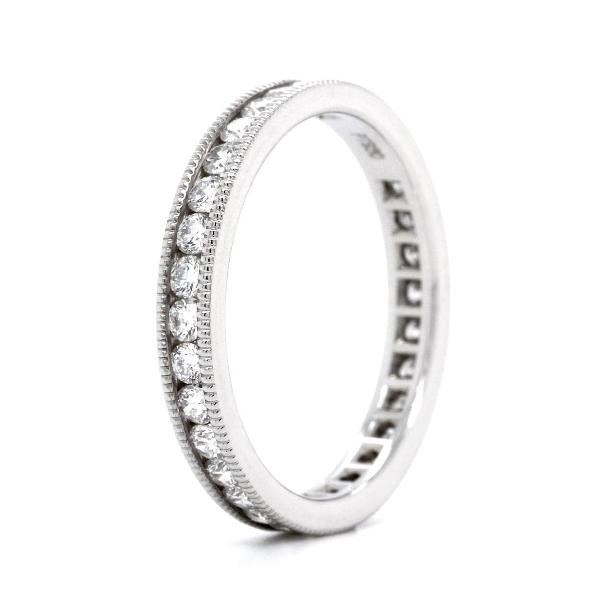 Platinum Channel Set Diamond with Milgrain Eternity Band