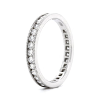 Platinum Channel Set Diamond with Milgrain Eternity Band