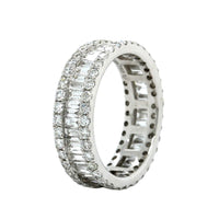 18K White Gold Emerald Cut Diamond 3 Row Eternity Band