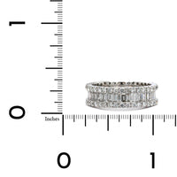 18K White Gold Emerald Cut Diamond 3 Row Eternity Band