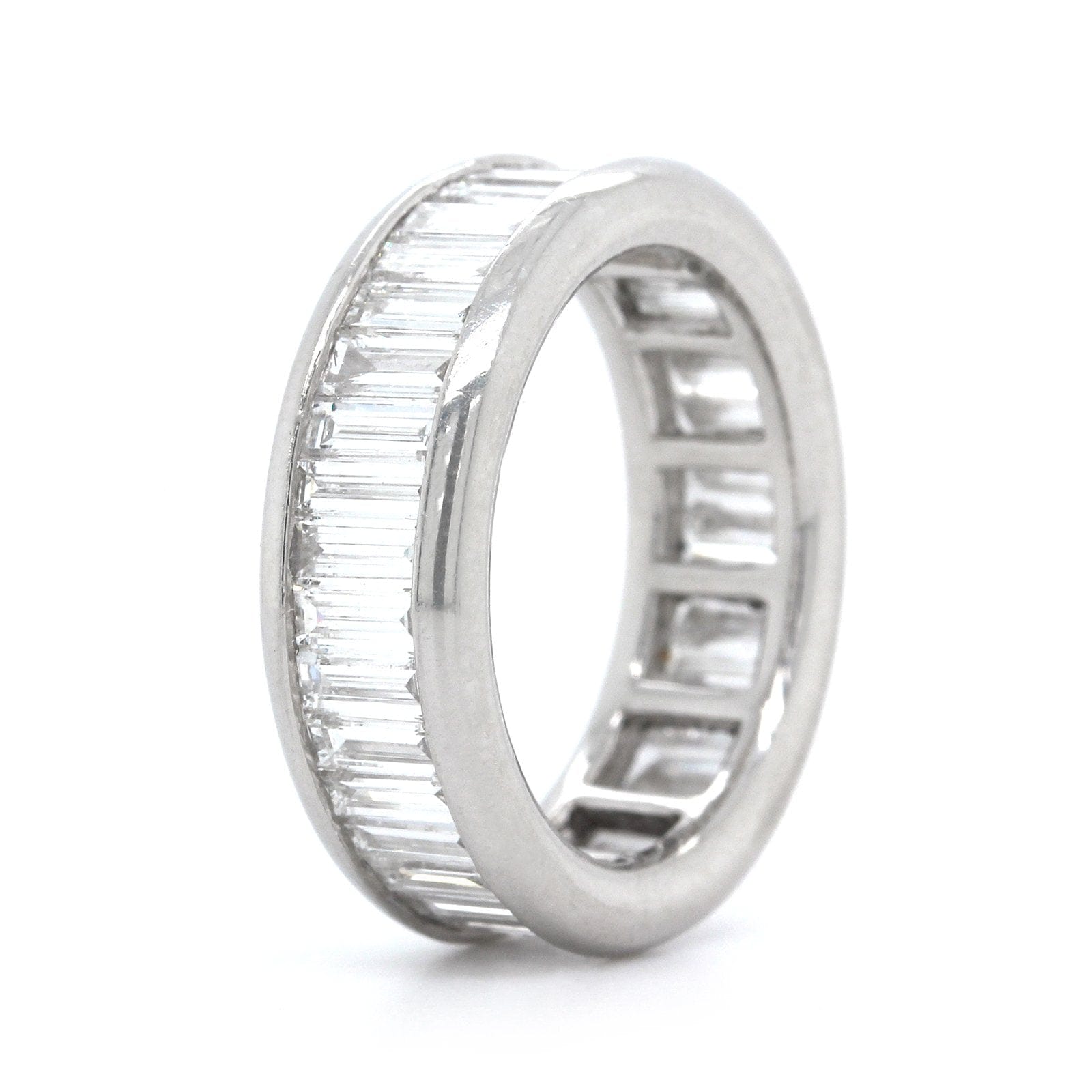 Platinum Channel Set Baguette Diamond Eternity Band