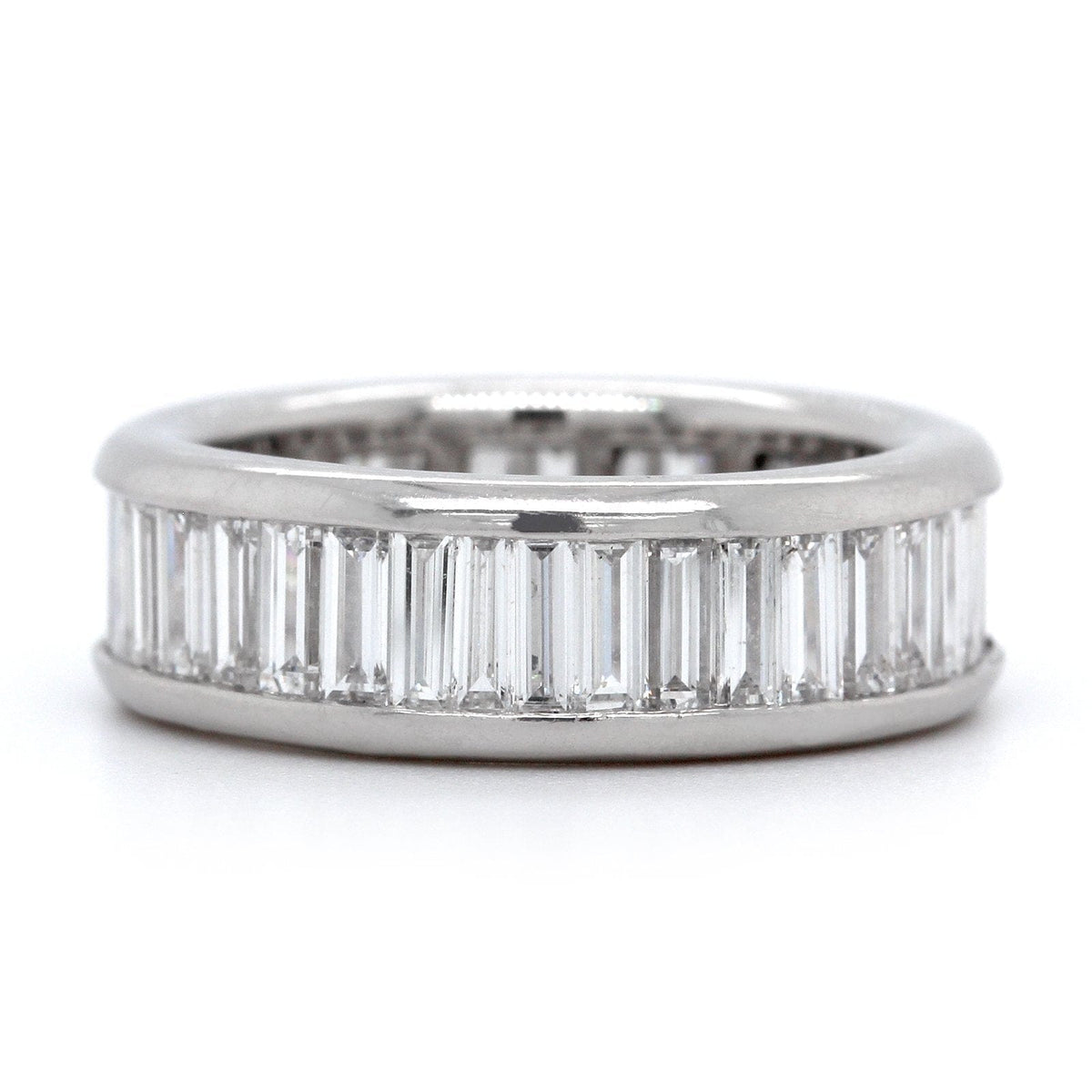 Platinum Channel Set Baguette Diamond Eternity Band
