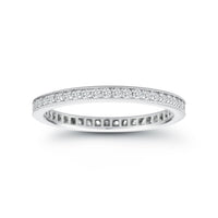18K White Gold Diamond with Milgrain Edge Eternity Band