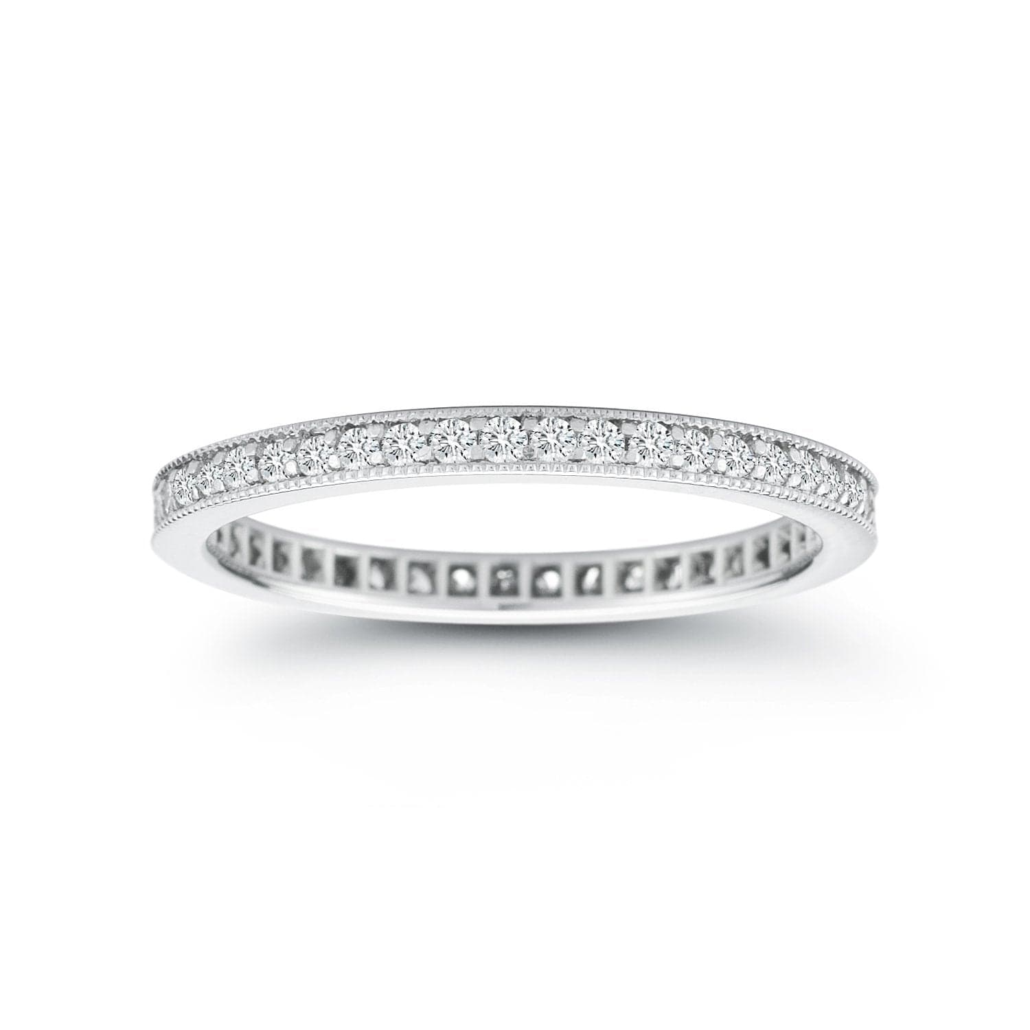 18K White Gold Diamond with Milgrain Edge Eternity Band