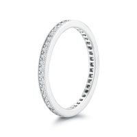 18K White Gold Diamond with Milgrain Edge Eternity Band