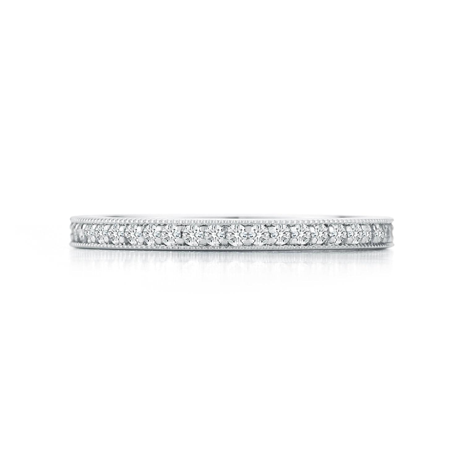 18K White Gold Diamond with Milgrain Edge Eternity Band