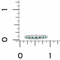 18K White Gold Shared Prong Diamond and Emerald Eternity Band