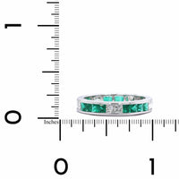 18K White Gold Channel Set Diamond and Emerald Eternity Band