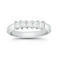 Platinum 5 Stone Princess Cut Wedding Ring