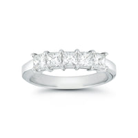 Platinum 5 Stone Princess Cut Wedding Ring