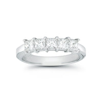 Platinum 5 Stone Princess Cut Wedding Ring