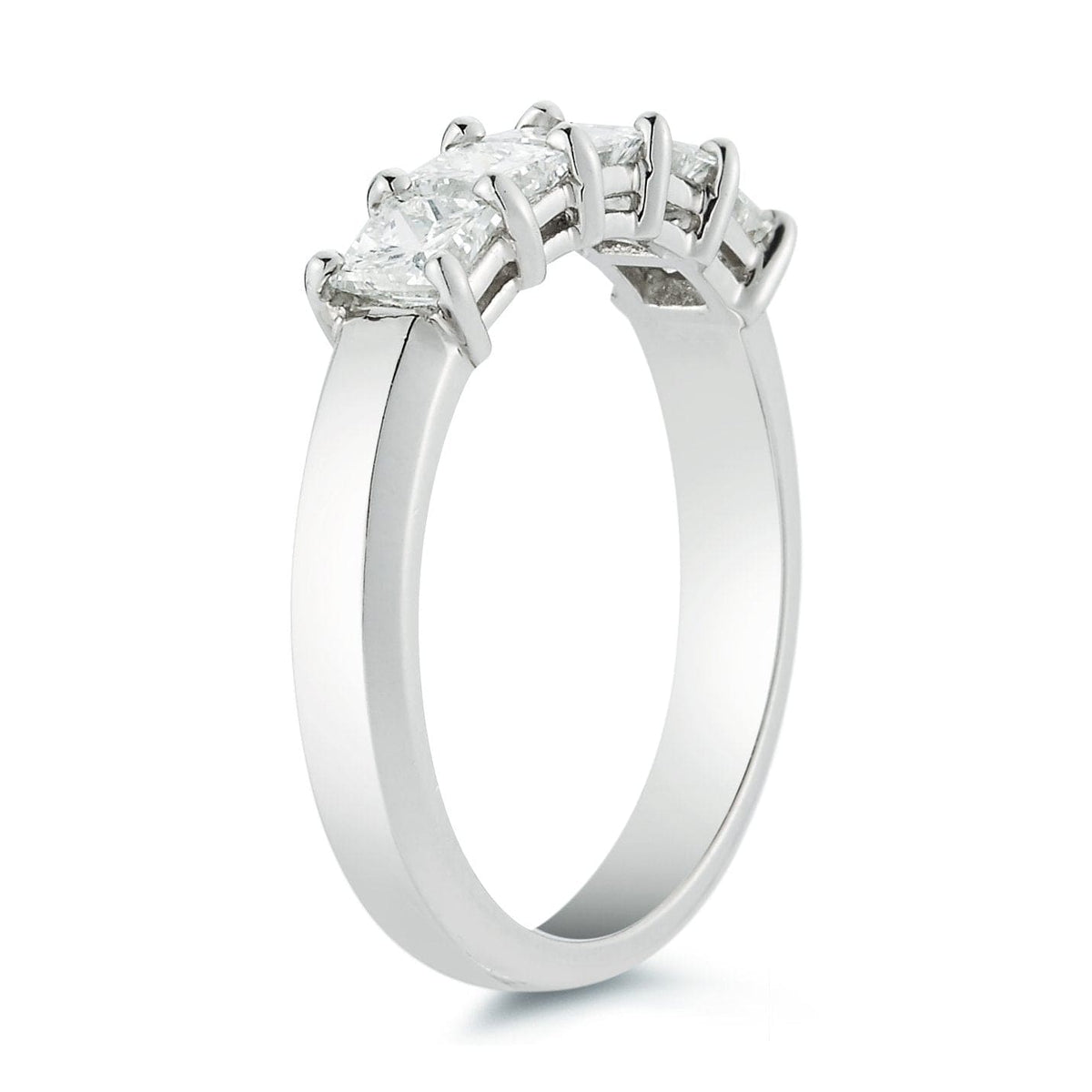 Platinum 5 Stone Princess Cut Wedding Ring