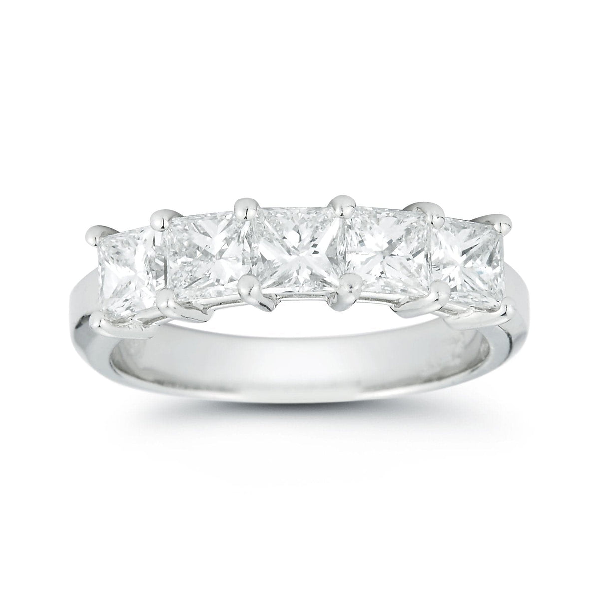 Platinum Five Stone Princess Cut Wedding Ring