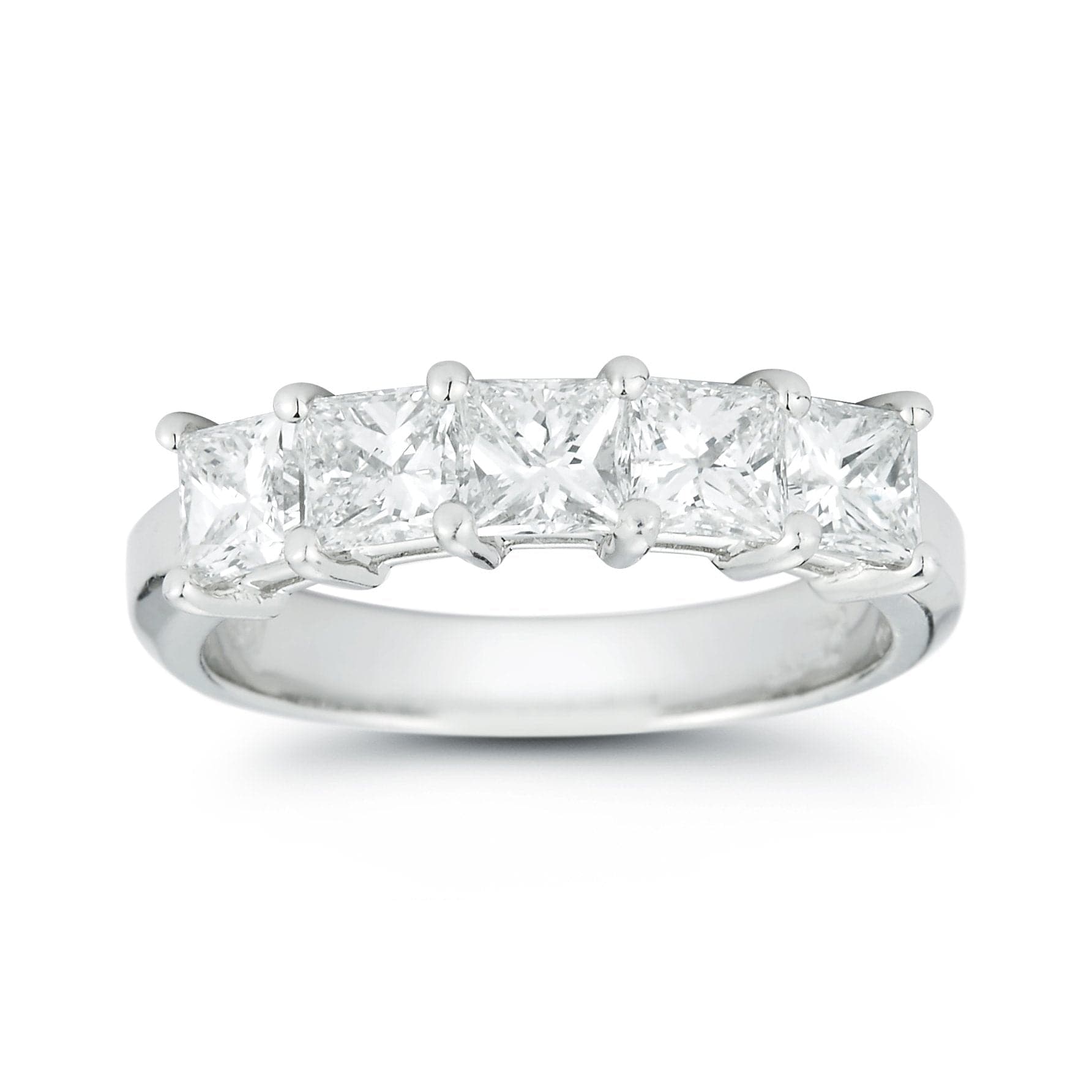 Platinum Five Stone Princess Cut Wedding Ring