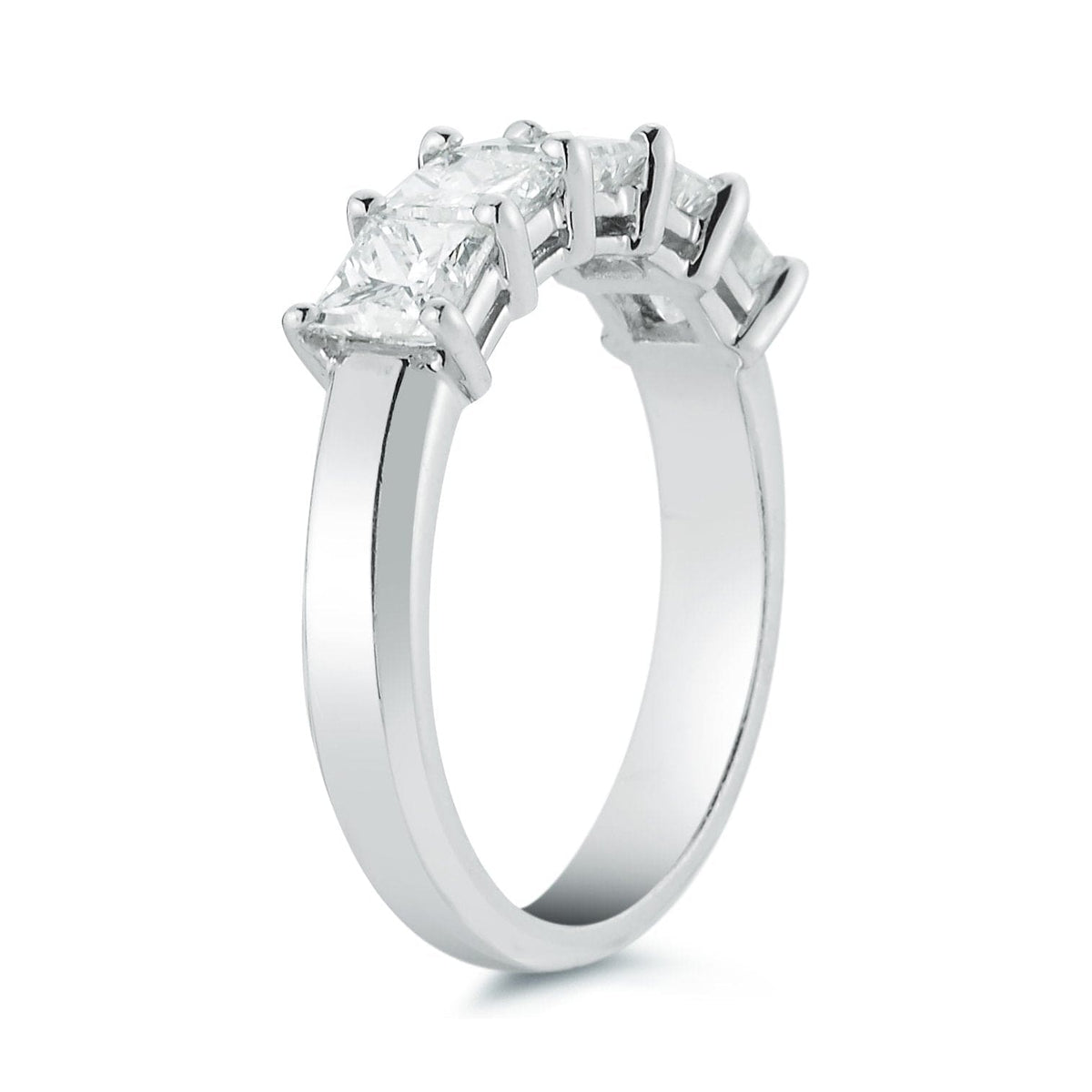 Platinum Five Stone Princess Cut Wedding Ring