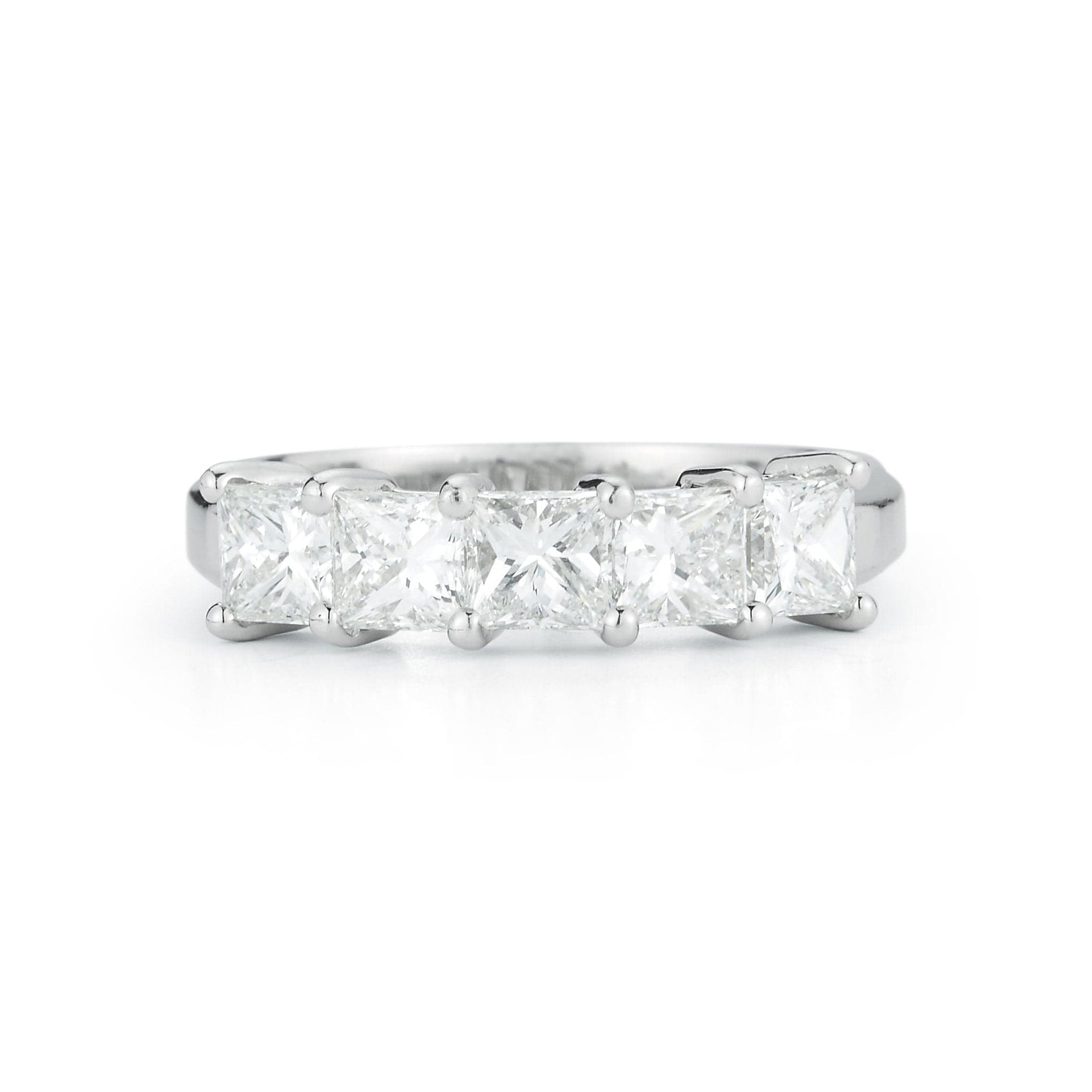 Platinum Five Stone Princess Cut Wedding Ring