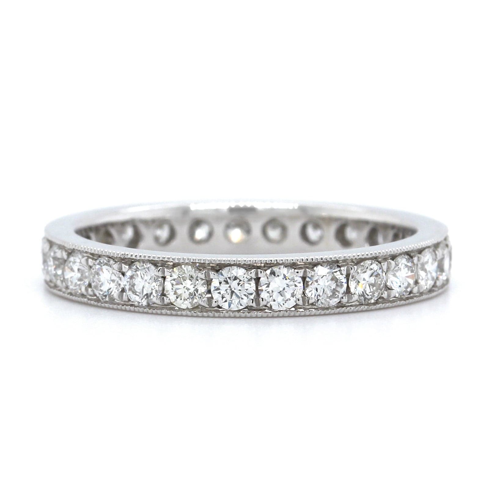 18K White Gold Bead Set Diamond Eternity Band – Long's Jewelers