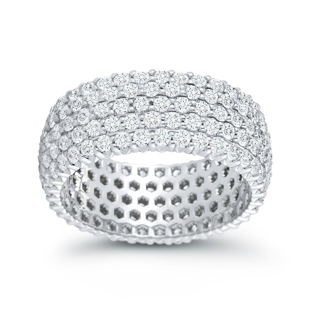 18K White Gold 5 Row Diamond Eternity Band
