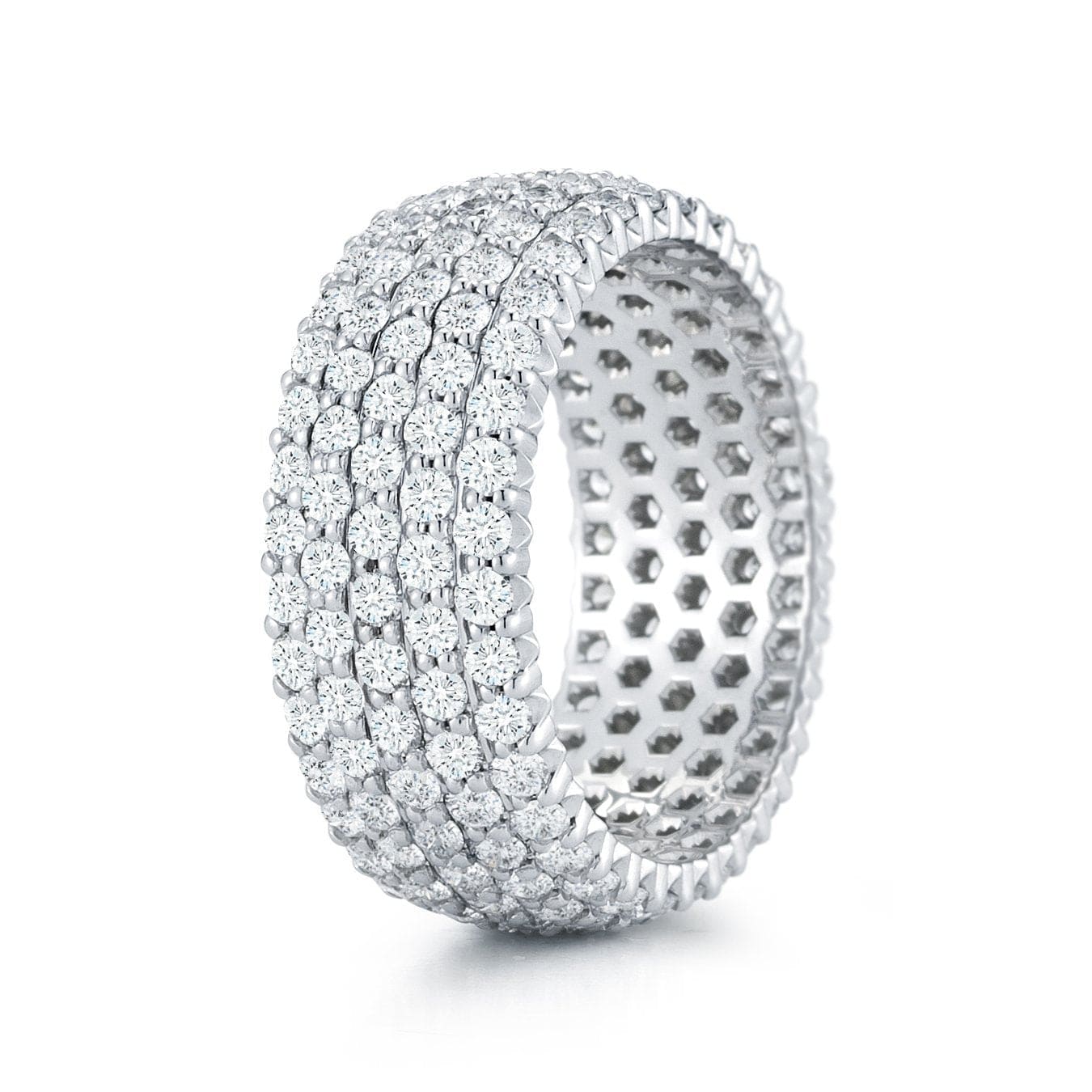 18K White Gold 5 Row Diamond Eternity Band