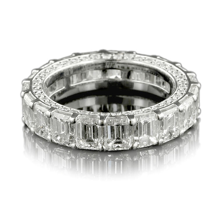 Platinum Shared Prong Emerald Cut Diamond Eternity Band