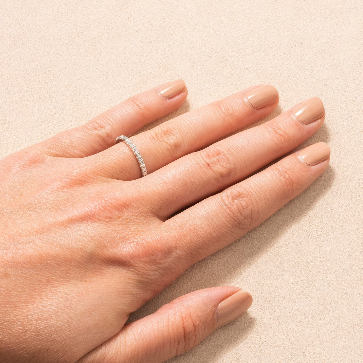 Platinum Shared Prong Diamond Eternity Band