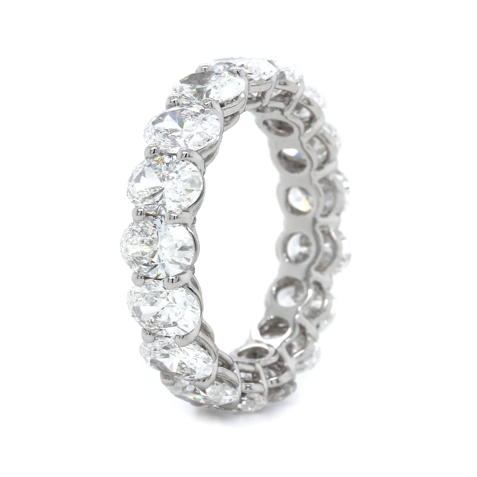 Platinum Shared Prong Oval Diamond Eternity Band