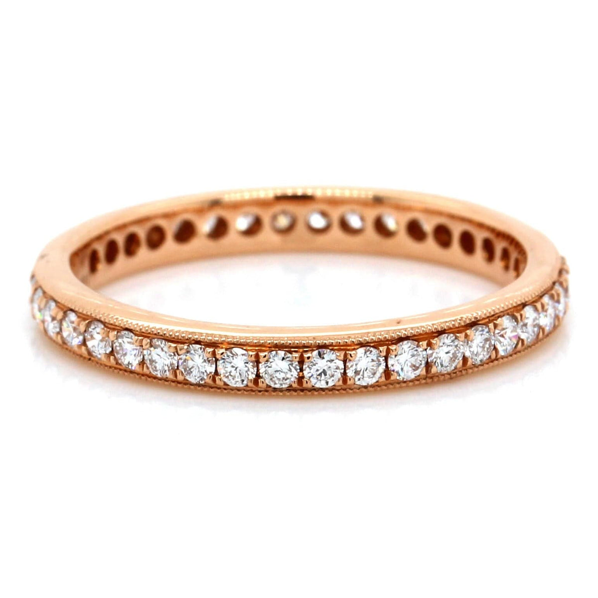 18K Rose Gold Milgrain Diamond Eternity Band