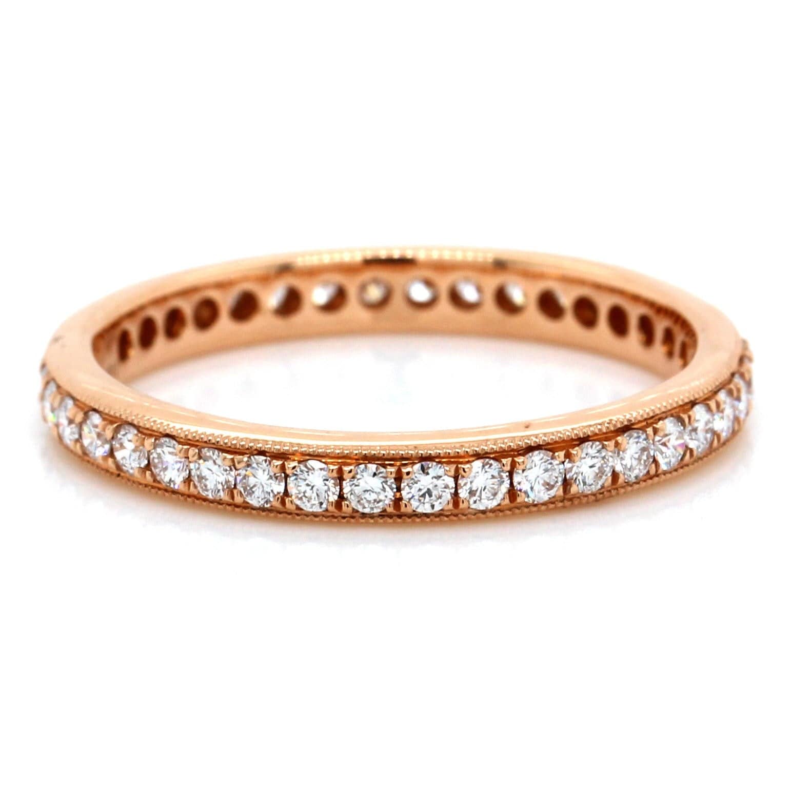 18K Rose Gold Milgrain Diamond Eternity Band