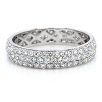 18K White Gold 3 Row Pave Diamond Eternity Band