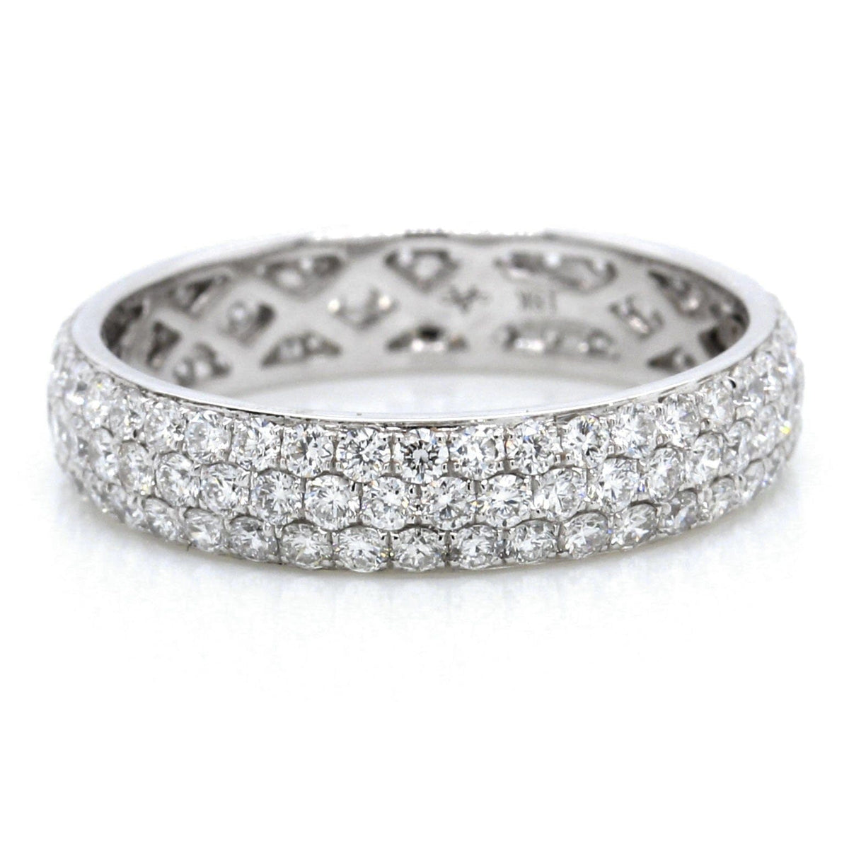 18K White Gold 3 Row Pave Diamond Eternity Band