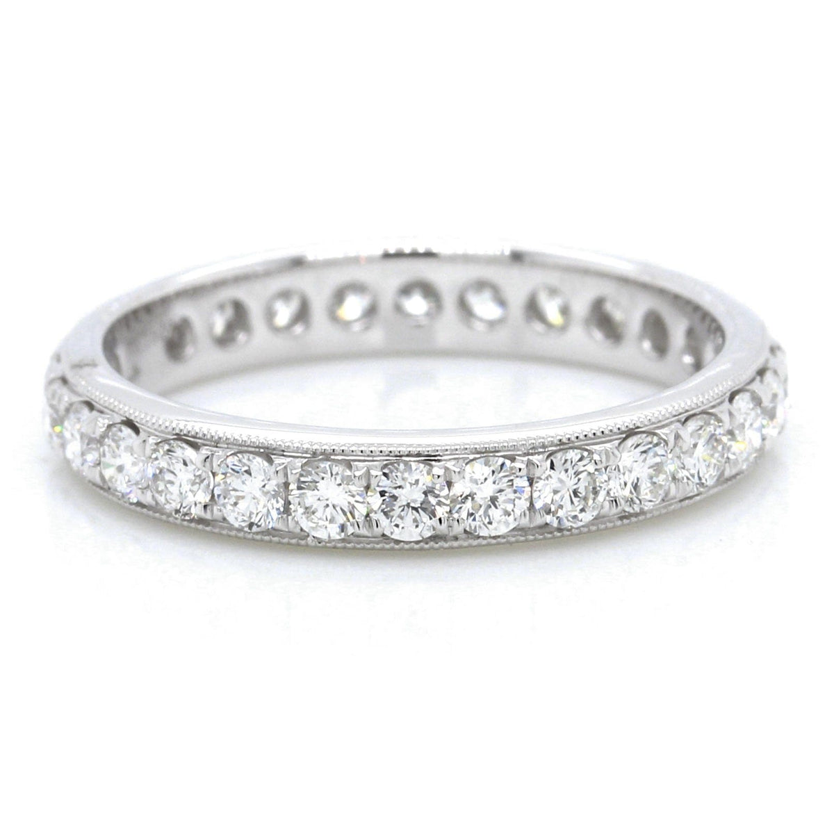 18K White Gold Diamond Milgrain Eternity Band