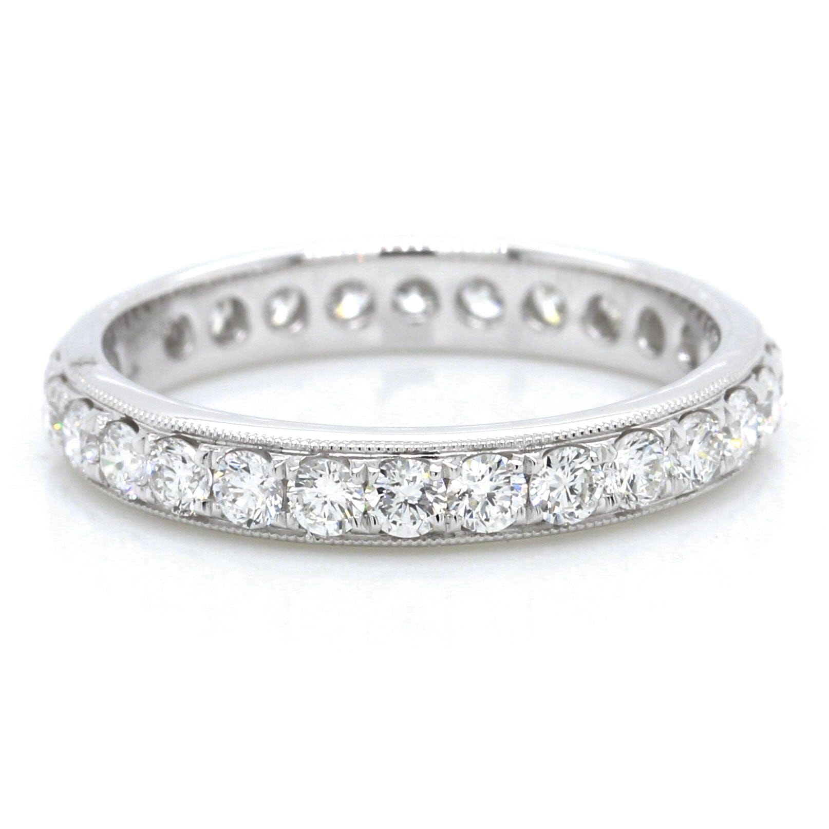 18K White Gold Diamond Milgrain Eternity Band