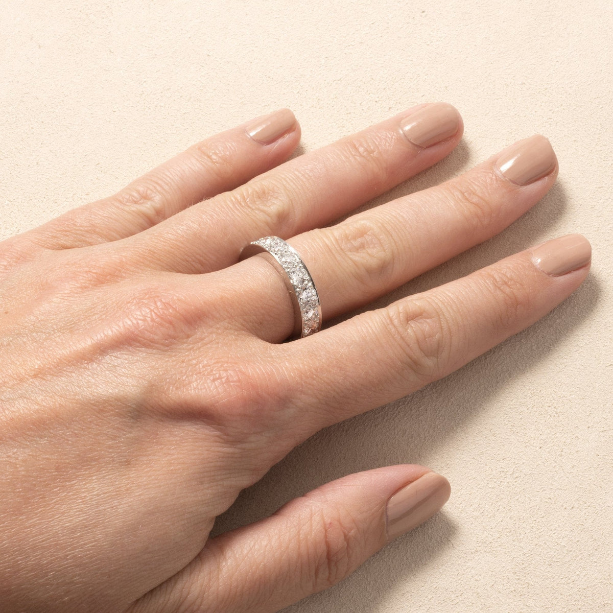Oscar Heyman Platinum Bead Set Diamond Eternity Band