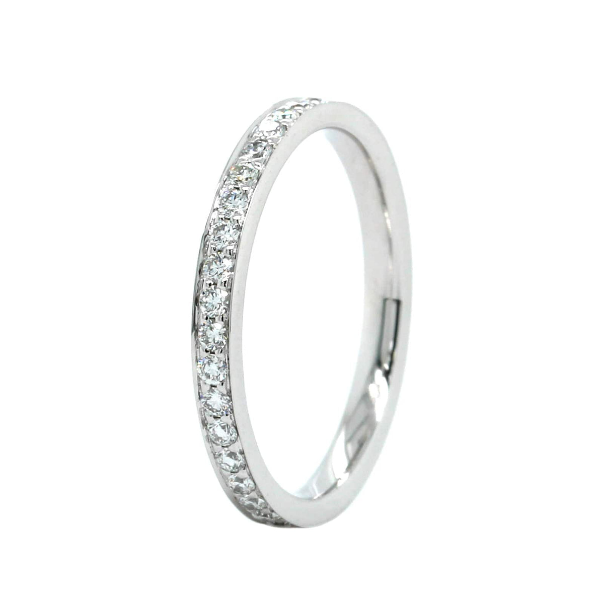 18K White Gold Channel Set Eternity Band with Milgrain