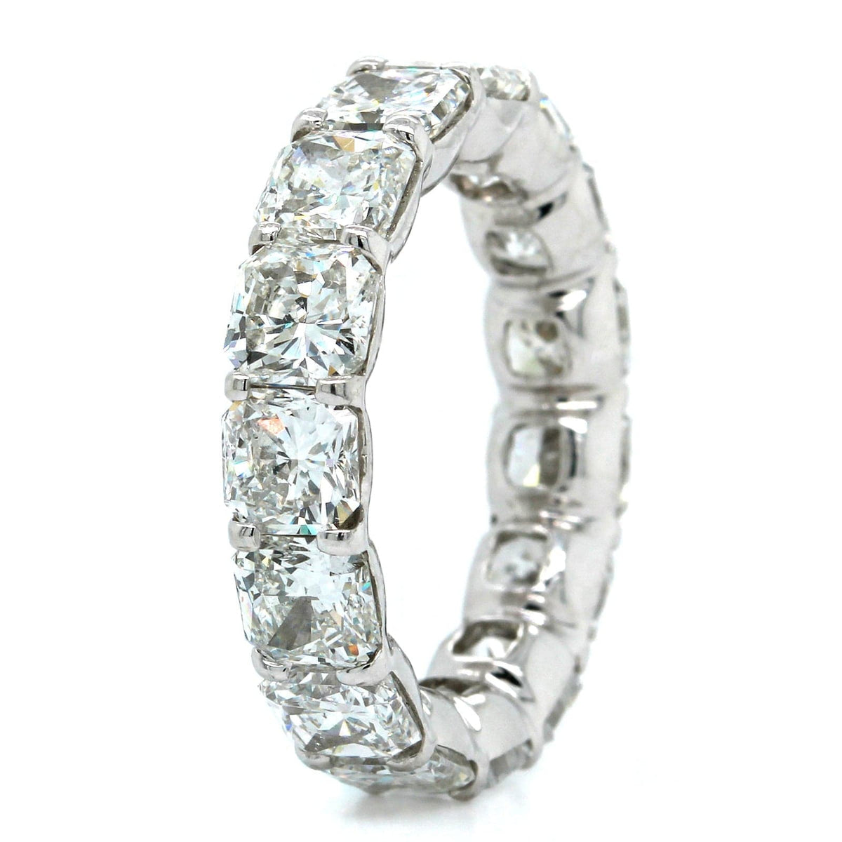Platinum Shared Prong Radiant Cut Diamond Eternity Band
